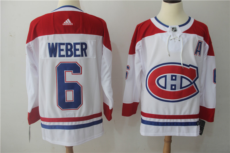 Men Montreal Canadiens 6 Weber white Adidas Stitched NHL Jerseys